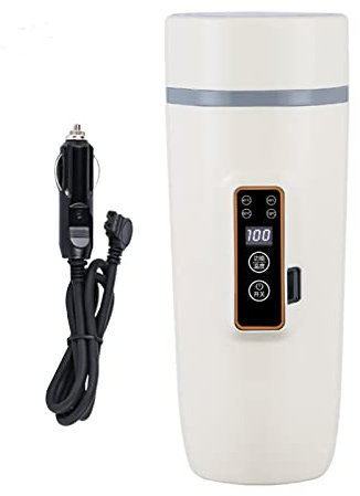 CEIEVER Bouilloire de voiture 12 V/24 V, tasse de chauffage de voiture 350 ml contrôle de la température de 100 °C, tasse à café portable pour chauffer le café/thé/lait en voyage