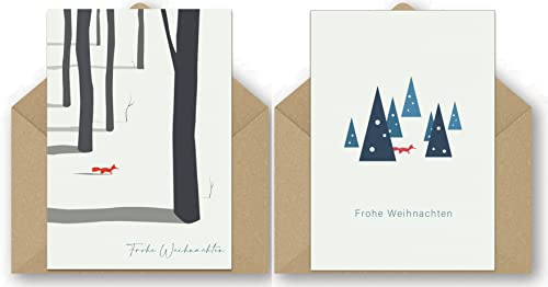 Pusteblume Grusskarten 24 umweltfreundliche Weihnachtskarten - mit zwei verschiedenen Fuchsdesigns