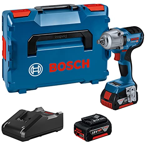 Bosch Professional Avvitatore a massa battente a batteria GDS 18V-450 HC (coppia di serraggio di 450 Nm, coppia di svitamento di 800 Nm, incl. 2 batterie 5,0 Ah, caricabatteria, L-BOXX)