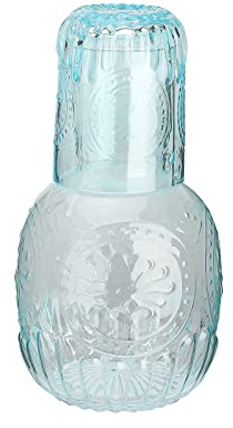 Firlar Set di caraffa e bicchiere da comodino, caraffa da notte in cristallo, caraffa da notte e bicchiere, caraffa in vetro con tazza per collutorio e decanter per bagno