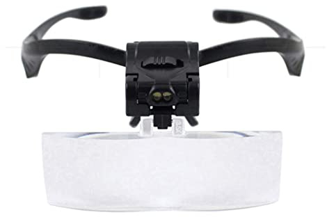 Lupe mit 2 LED Licht Stirnbandlupe Lupenbrille mit 5 abnehmbaren Linsen 1X bis 3X Kopflupe Brillenlupe mit Beleuchtung Kopfbandlupe Stirnlupe für Lesen Handwerk Elektriker Juweliere Nähen Reparatur