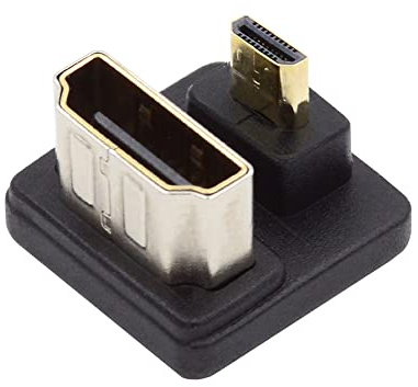 cablecc Convertidor adaptador de extensión en ángulo de 360 grados para micro HDMI macho a HDMI hembra tipo D con conector de puerto opuesto en forma de U