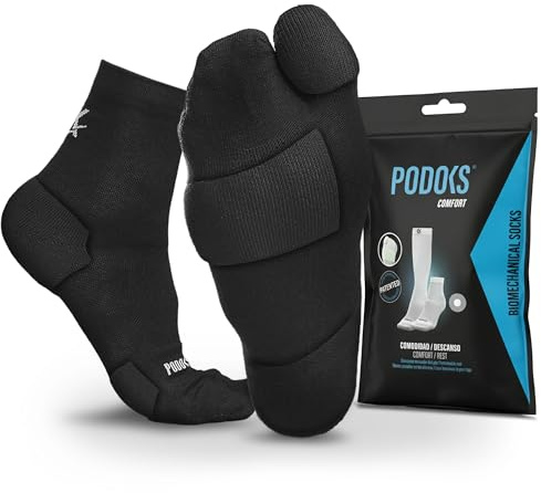 PODOKS® Calcetines Fascitis Plantar para Hombre y Mujer | Calcetines de Compresión con Tejido Coolmax | Acolchado Estratégico y Separación del Dedo Gordo