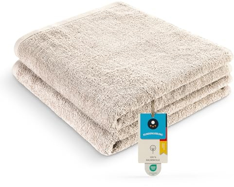 Homewell Handtücher Set - weich und saugstark, 100% Baumwolle, Oeko-Tex 100 Zertifiziert (2 Badetücher 70x140 cm, Beige)