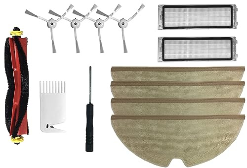 Comedes 13-teiliges Zubehör-Set für Xiaomi Roborock S5 Max S6 Max S6 Pure S6 MaxV S50 S51 S55 S60 S65 S5 S6 Saugroboter (Inkl. Seitenbürsten, Tücher, Hepa Filter, Hauptbürste, Sonderzubehör)