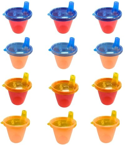 Nuby Pick Nick Trinkbecher Set mit Deckel, 6er Set, 210 ml, farblich sortiert, 9 Monate, 6 Stück