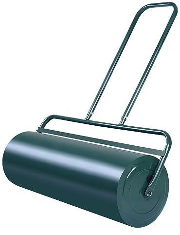 RELAX4LIFE Rasenwalze 48L Füllvolumen 60cm Arbeitsbreite Ø32cm, Graswalze aus Metall, Gartenwalze mit Griff, Handwalze Befüllbar mit Wasser/Sand, Rasenroller für Rasen Garten (Grün)