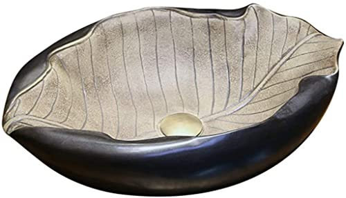 Badezimmer-Waschbecken, Gefäße, Waschbecken, Aufsatzwaschbecken, Waschtisch-Waschbecken, Retro-Waschbecken aus Dicker Keramik (Beige-Set B 57 x 39 x 15 cm)