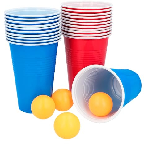 Boland 30852 - Bierpong Set, 22 Becher und 4 Bälle, Partyspiel, Geburtstag, Spiel für Partyspaß