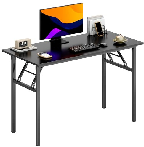 SDHYL Scrivania Pieghevole per Computer 100 x 60 cm Tavolo da Lavoro Pieghevole per Computer Tavolo da Conferenza per l'ufficio Domestico Nero