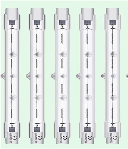 Vinaco R7S Bulb 78MM 120W, 5 Pack J78 R7S Halogen Bulb Dimmable with 2800K Warm White, High Output 2200LM R7S Halogen Lamp 230V 120W, Long Lifespan R 7S 78MM Bulbs for Security Light, Landscape Light