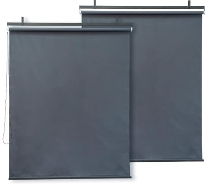 Habitat et Jardin Juego de 2 estores enrollables para pérgola - 124 x 225 cm - Antracita