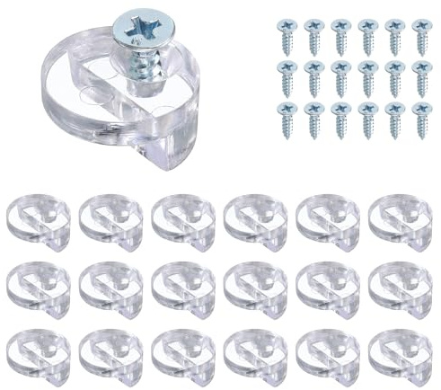 QUARKZMAN 40uds Vidrio Retenedor Clips Kit 0.51 x 0.12 Transparente | con Tornillo, Vidrio Panel Fijación Clip, para Fijación Armarios Gabinetes Espejos