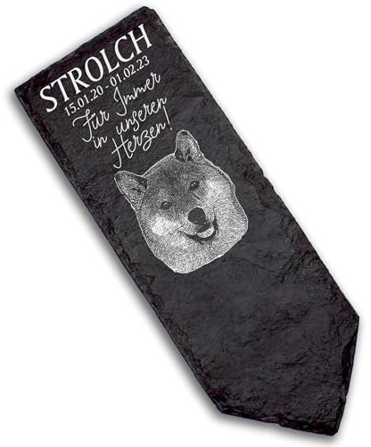 DEKOLANDO Grabstecker Grabschmuck Grabstein - Shiba Inu - Personalisiert Grab Deko 22x8 Grabdekoration