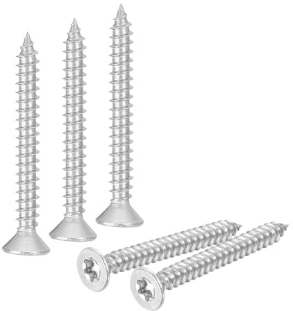 QUARKZMAN 40 Stück Senkkopf Torx Schrauben, M4 x 35mm Torx Holzschrauben, 304 Edelstahl, Selbstschneidend Spanplattenschrauben, Passend für T20 Bit, für Holz, Zäune, Terrassen (Silber)
