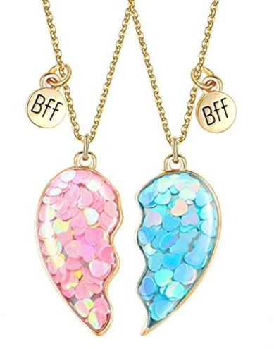 Visxcnu 2 Piezas Collares de la Amistad, Collar Corazon Mujer Cadena Oro Collares Corazon Partido, Collares de Mejores Amigas para 2 Niña Bff Regalos Personalizados Accesorios de Amistad