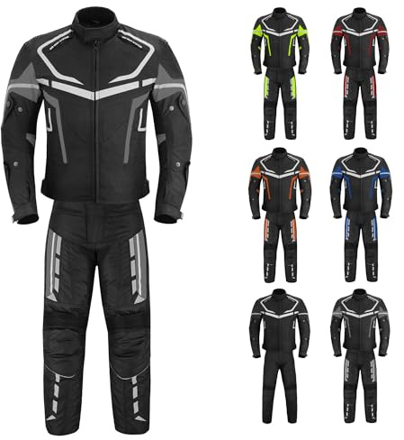 Vaster Moto Motorrad-Anzug für Herren, wasserdicht, Jacke und Hose, CE-zertifiziert, abnehmbare Rüstung, Outdoor-Sportbekleidung, grau, M
