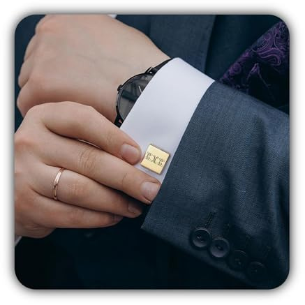 Gold Manschettenknöpfe - Gravierter Monogramm-Buchstaben-Manschettenknopf - Personalisierte Manschettenknöpfe Erstdesign - Name Manschettenknöpfe - Trauzeugengeschenk