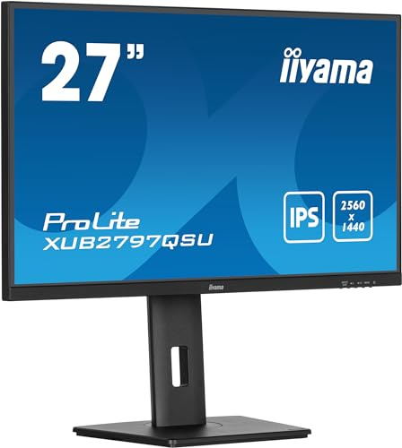iiyama Prolite XUB2797QSU-B2 68,5cm 27 IPS LED-Monitor WQHD 100Hz HDMI DP USB3.2 Slim-Line Höhenverstellung Pivot AdaptiveSync schwarz