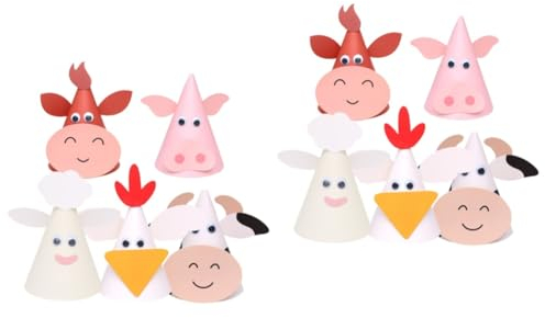 TOYANDONA 2 Sets Geburtstagshut Für Kinder Tierkrone 3d-cartoon-tierform Partykappe Dekoration Lustiges Geburtstagshut-zubehör Für Ein Jahr 5 Stück X 2