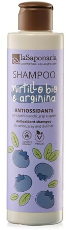 La Saponaria | Shampoo Antiossidante, Per capelli bianchi, grigi e spenti, Con Mirtillo bio e Arginina, Contrasta l’azione dei radicali liberi, 200ml