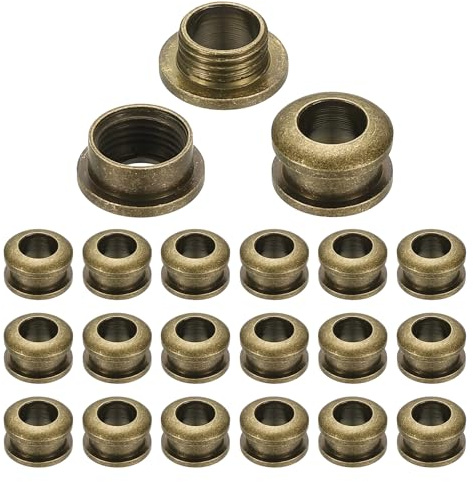 PATIKIL 5mm(1/5 inch) Solid Brass Hole Eyelets, 20 Pcs Arc Surface Self Backing Grommets with Washer for Shoes Clothes Crafts Bag Leather Craft, Bronze