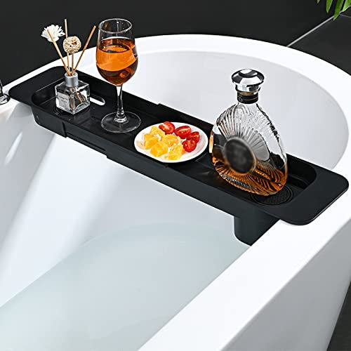 PASPRT Estante de baño expandible Bandeja para bañera Bandeja de plástico Ajustable para bañera Soporte para bañera Multifuncional Estante de Almacenamiento para Guardar jabones