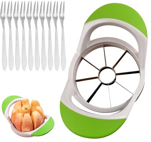 BEKKLPOU Coupe pomme, En acier inoxydable Idéal pour couper une variété de fruits Poignées ergonomiques antidérapantes (vert)