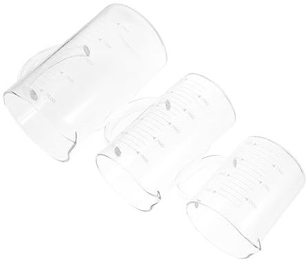 Gatuida 3piezas Vaso Medidor De Vidrio Graduado Para Cocinar y Experimentar Laboratorio Diseño Transparente y Escala Clara