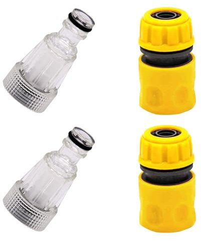 CLKE 2Pcs 3/4 High Pressure Washer Water Filter, with 2pcs Hose End Quick Connector, Pressure Washer Gun Adapter, Garden Hose Connection for Garden Connectors