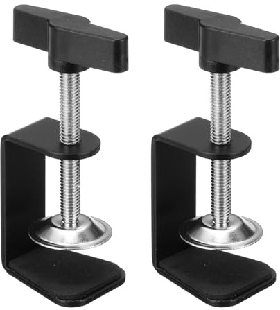 PATIKIL Aluminum Alloy Desk Clamp, 2Pcs Universal C Clamps Heavy Duty g Clamp Base 0-45mm Clip Range Stand Plastic Handle Mounting Accessory Cabinet Clamps for Tables Woodworking Welding