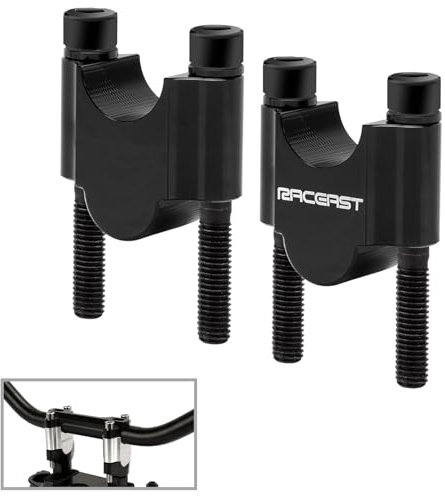 Raceast 7/8 handlebar risers Motorcycle Handle Bar 22mm Bars 30mm Height Aluminum Alloy Riser Compatible with Kawasaki Honda Suzuki ATVs Dirt Bike Yamaha TW200 (Black, 7/8 inch (22mm))