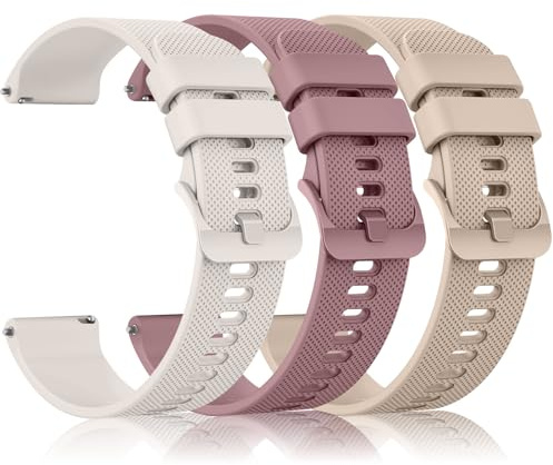 Meliya 3Piezas Correas para Reloj 20mm 22mm Silicona de Liberación Rápida Hombre Mujer,Nuevo Suave Silicona Ajustable Pulseras de Repuesto para 20mm 22mm Reloj(20mm,Starlight/Marrón/Púrpura)