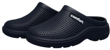 COZSERIES Zuecos Sanitarios Mujer Comfort Trabajo Hospital Hostelería Suave Zapatillas Casa Verano Sandalias Goma EVA (Negro, Sistema Tallas Calzado EU, Adulto, Mujer, Números, Mediano, 41)