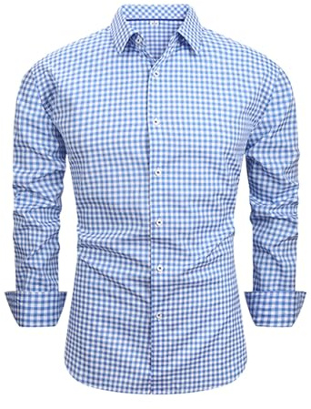 Trachtenhemden Homme Chemise Bavaroise pour Homme, Chemise à Carreaux Manches Longues Traditionnel Oktoberfest, Tenue de bière, Blouse Respirant Classique Ecossaise Pour Lederhosen Oktoberfest