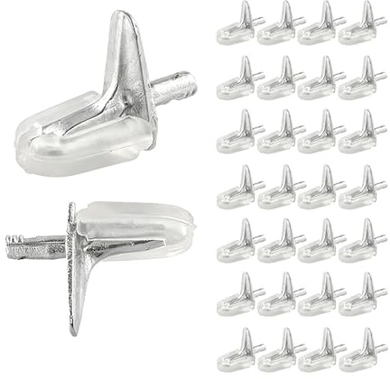 30 Stück Regalträger Bodenträger aus Kunststoff mit Stahlstift, 3mm Glas-Bodenträger, L-Förmige Unsichtbare Regalhalterung für Schränke, Bücherregale und Möbel, bodenträger für einlegeböden