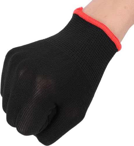 Keenso Gitarrenhandschuhe, Schwarzer Nylon-Fingerschutz für Musiker, Bequeme Passform für Anfänger und Profis, die Gitarre, Violine, Banjo, Ukulele Spielen (M)