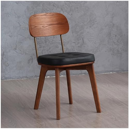 Matsalsstolar med ryggstöd och sits i konstläder, sidostolar for vardagsrum for hotell, ben i massivt trä(Black)