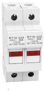 Sicherungshalter, 2P RT18-32X, 1 ~ 32 A, DIN-Schienenmontage, Sicherungshalter, Basis, 1-polig, für 10 x 38 mm Verbindungsgröße, AC 690 V, 500 V (mit Kern 20 A), 1 Stück
