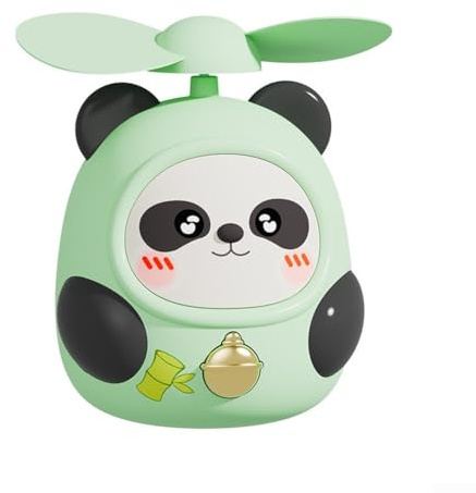 Marchfunny Panda Ventilador de mano, mini ventilador portátil recargable por USB de 2 velocidades con cuchillas suaves, bonito diseño de dibujos animados para viajes, oficina, hogar, verde (verde)