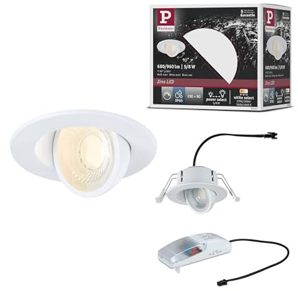 Paulmann LED Einbaustrahler Zina IP65 5 W/8 W 685 lm / 0 lm 230 V dimmbar 2700 – 4000 K weiß matt 92411