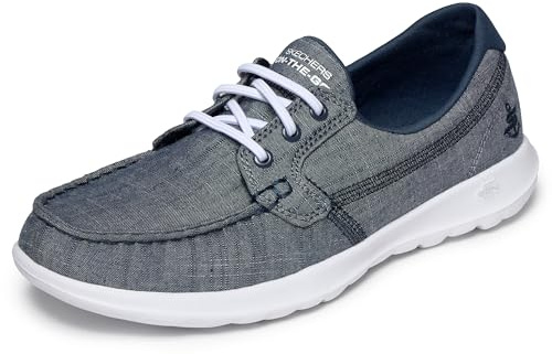 Skechers Women's Go Walk Lite - Isla Boat Shoe, Navy, 6