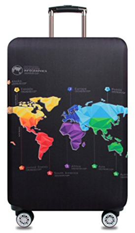 YianBestja Elastisch Kofferhülle Kofferschutzhülle Gepäck Cover Reisekoffer Hülle Koffer Schutzhülle Luggage Cover mit Reißverschluss (Map, XL (29-32 Zoll))