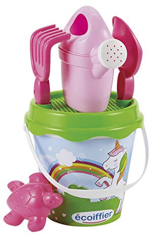 Jouets Ecoiffier - 687 - Seau Garni Décor Licorne 17 cm - Jeu de plage pour enfants - Dès 18 mois - Fabriqué en France