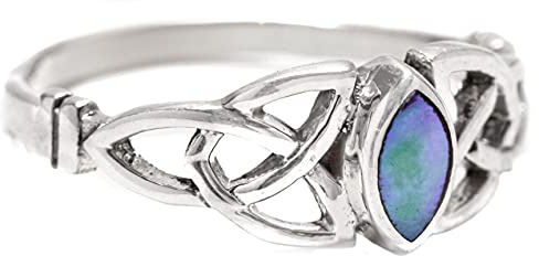 Windalf Damen Silber-Ring mit Stein LUCANIA 6 mm Seeopal Glücks- & Freundschaftsring 925 Sterling-Silber