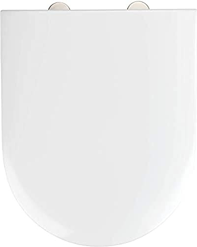 WENKO WC-Sitz Exclusive Nr. 6, Toilettensitz mit Absenkautomatik, passend für Duravit Durastyle Basic und handelsübliche Keramiken, WC-Deckel aus antibakteriellem Duroplast, 37,5 x 46 cm, Weiß