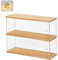 Vitrine pour Collection Boite Plexiglas, Vitrine en Acrylique Verre Transparente 2 Niveaux pour Funko Pop, Vitrines et Rangements avec Porte pour Lego Minifigures (Bois, 39.5x9.6x27.5 cm)