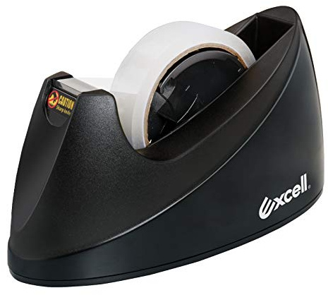 Excell Dualcore Tisch-Klebebandabroller, 19 mm und 25 mm | 25,4 mm und 76 mm Kern, Einhandabroller, rutschfeste Basis, für Büro und Zuhause