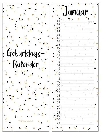 Edition Seidel Geburtstagskalender mit Spiralbindung im Format 105 x 297 mm jahresunabhängig Dauerkalender (20897)