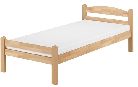 Erst-Holz®Einzelbett Gästebett Holzbett Massiv Buche 90 x 200 cmRollrost und Matratze inkl.